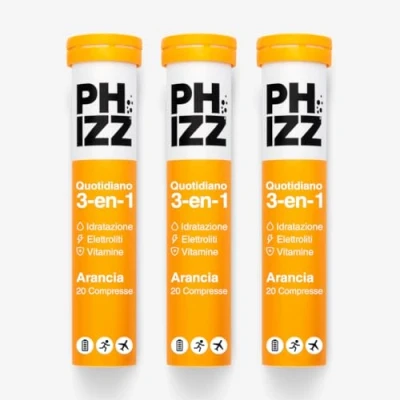 Immagine di Phizz compresse elettrolitiche, multivitaminiche e idratanti 60 effervescenti per la reidratazione 18 vitamine minerali, vitamina C, vegane, vegetariane a basso contenuto calorico