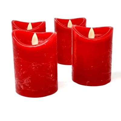 Immagine di ToCi Set di 4 candele a LED in vera cera senza fiamma, diametro 7,5 x 10 cm, con fiamma mobile e timer (4 Ø 15 cm)