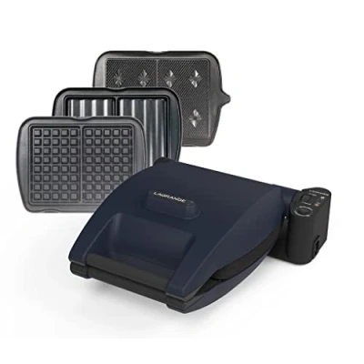 Immagine di LAGRANGE waffle Premium, 1200 W, 3 set di piastre inclusi (waffle, &amp; croque signeur), Made in Francia, Reversibile sul suo zoccolo, Cottura personalizzata, Multifunzione, 019642