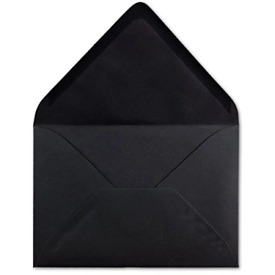 Immagine di 100 buste per lettere, formato DIN C6, 11,4 x 16,2 cm, 120 g/m², con incollaggio a umido, inviti del vostro agente Glüxx, colore nero