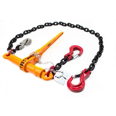 Immagine di Dolezych Catena di ancoraggio grado 80 con Dora Ratchet Load Binder, 2 ganci a forcella, 8 mm catena, capacità diretto = 4000 Dan, lunghezza 3,50 m