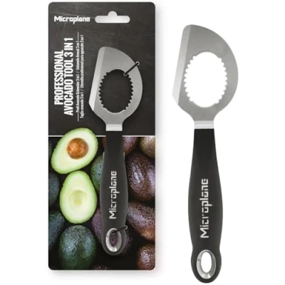 Immagine di Microplane 3 In 1 Affetta Avocado, Avocado Slicer, Taglia Multifunzione Con Lama Acciaio Inox Gadget Di Cucina per tagliare Frutta E