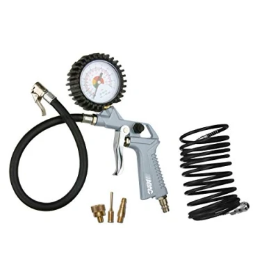 Immagine di ABAC Kit Gonfiaggio per Compressore 5 Pezzi G 811TI, Inclusi Gonfiagomme con Manometro, Tubo a Spirale m, 3 Punte di Gonfiaggio, Pressione Max 8 Bar