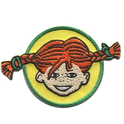 Immagine di Pippi Calzelunghe capo treccia Toppe termoadesive Patch Toppa ricamate, misura: 8 x 5,4 cm