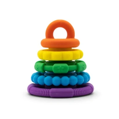 Immagine di Jellystone Designs, Gioco Impilabile e Massaggiagengive, Sensoriale Multiuso per Bambini, Aiuta lo Sviluppo Cognitivo, in Silicone Alimentare, Rainbow, 9,5x8,8x8,8 cm