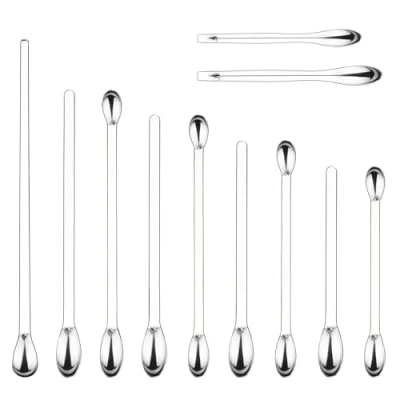 Immagine di Labasics Set di 11 Cucchiai e Palette da Laboratorio in Acciaio Inox a Doppia Estremità per Laboratorio, Campionamento, Micro Scoopulas, Pesatura