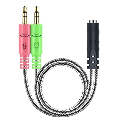 Immagine di MillSO Cavo Adattatore Sdoppiatore Cuffie Microfono Splitter Jack da 3,5mm CTIA Due Separati 3.5mm per Cuffia e Compatibile PS4 gioco a PC 20cm Nero