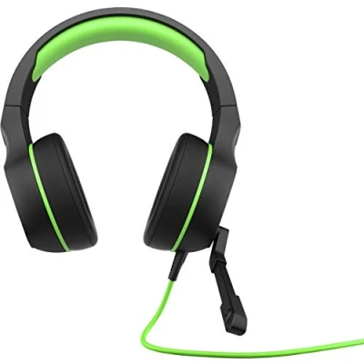 Immagine di HP Pavilion Gaming 400 Cuffie, Comandi Integrati nel Cavo, Microfono Ripiegabile, Imbottitura in Finta Pelle Morbida sugli Auricolari e Base, Compatibile con PlayStation Xbox, Nero/Verde