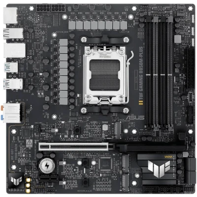 Immagine di ASUS TUF Gaming B850M Plus, Scheda Madre AMD mATX, 14+2+1 Fasi di Alimentazione, slot DDR5, PCIe 5.0 Ready, 3 M.2, Ethernet Realtek 2,5 GB, USB C da 20 Gbps, BIOS Flashback e Aura Sync