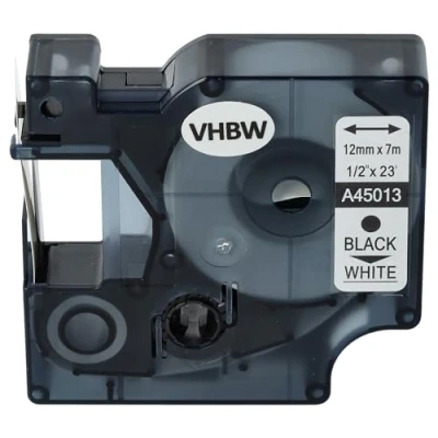 Immagine di vhbw cassetta nastro compatibile con Dymo Rhino 4200, 5000, 5200, 6000 etichettatrice 12mm nero su bianco