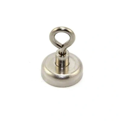 Immagine di Magnete Di Serraggio Del Neodimio Con Eyebolt M5 Per Appendere, Tenere O Visualizzare Oggetti 25mm Diametro x 36mm Alto 20kg Estrazione