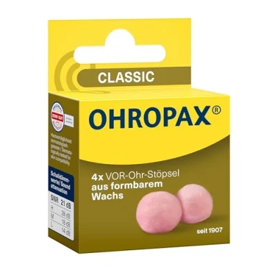 Immagine di OHROPAX Tappi per le Orecchie Classic in Cera Protezione dal Rumore, Umidità e Vento, Isolamento SNR 21 dB