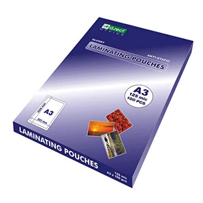 Immagine di D.RECT Pouches di Plastificazione Lucidi Confezione da 100 Unità, Trasparente, A3, 125 Micron
