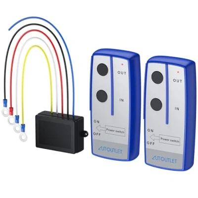 Immagine di AUTOUTLET 2pz Kit Telecomando Verricello 12V 100 piedi Wireless di Ripristino Controller Interruttore Auto ATV Camion 17.000 libbre Batteria incluse