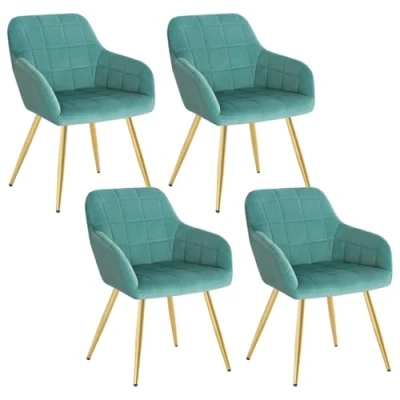 Immagine di WOLTU 4X Sedie da Pranzo Poltroncina per Camera Letto Moderna in Velluto Azzurro BH232ts 4