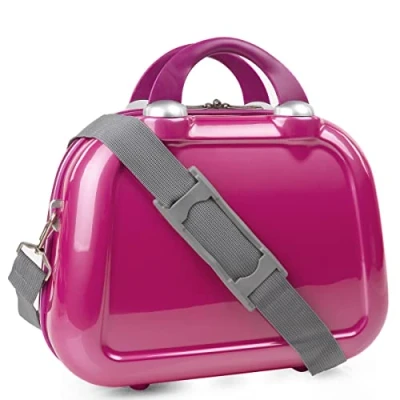 Immagine di ITACA Beauty Case da Viaggio Donna e Uomo Policarbonato Valigia Portare a Mano Rigido con Maniglia Superiore Tracolla Regolabile Elegante Marc, Fucsia