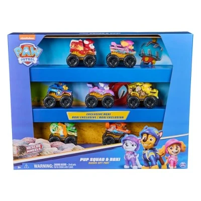 Immagine di Psi Patrol: Rescue Wheels, set regalo da 7 pezzi Pup Squad Racers con esclusivo giocattolo Roxi, giocattoli per ragazzi e ragazze dai 3 anni in su