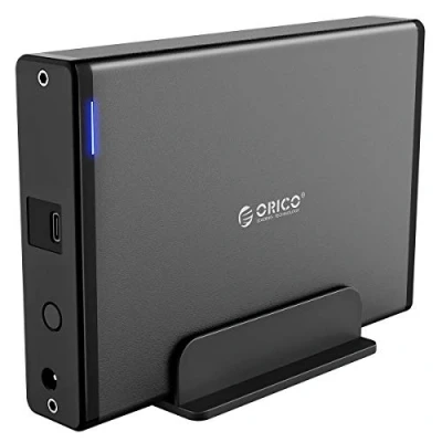 Immagine di ORICO Case Esterno per Disco Rigido 3,5 &#039;&#039; con Alloggiamento Rimovibile, Adattatore da USB 3.1 Gen 1 a SATA 3.0 HDD pollici Alimentatore 12V 2A (20 TB max, Display Blu)