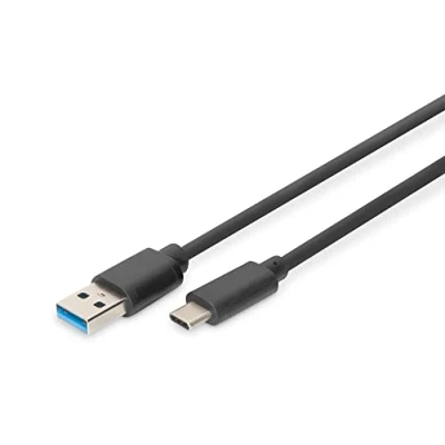 Immagine di Digitus Cavo USB 3.2 Gen1 (USB 3.0) Spina C®, A 1.00 m Nero tondo, doppia schermatura DB 300136 010 S