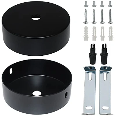 Immagine di GMMG Rosone Soffitto 2 Pezzi 80 x 20mm Lampadario Rosetta per Lampade Nero Kit Tondo Lampada da