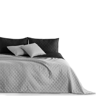 Immagine di DecoKing Copriletto Trapuntato da Giorno Double Face, Modello: Axel, Colore: Nero, Argento Acciaio, Grigio Antracite, Poliestere, Argento, 220x240 cm