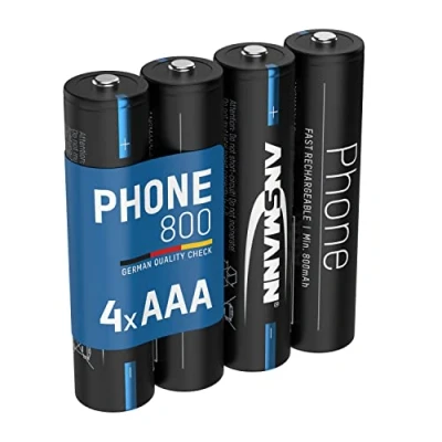 Immagine di ANSMANN telephone battery AAA 800mAh NiMH 1.2V Phone DECT Micro batteries rechargeable with low self discharge ideal for cordless phones and baby monitors (4 pieces)