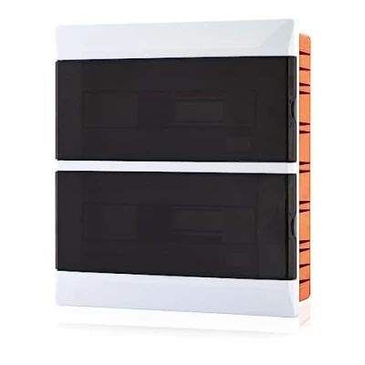Immagine di Lion Electric Armadio a incasso 2 file 24 moduli scatola fusibili bianca per interruttore, di distribuzione con guida DIN e porta trasparente tutti gli ambienti interni