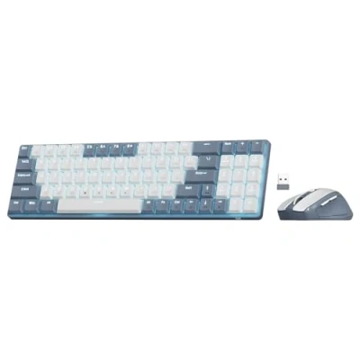 Immagine di Redragon tastiera e mouse wireless BS135, 75% 78 tasti, meccanica a basso profilo da 2,4 GHz, con batteria ricaricabile, singola luce blu nera, ergonomico 2400 DPI