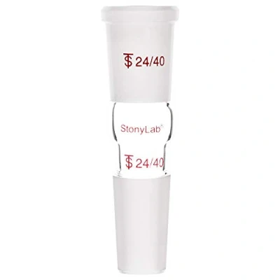Immagine di stonylab Adattatore di Collegamento Diritto in Vetro, 30mm dal Giunto Esterno 24/40 al Interno per Forniture da Laboratorio Laboratorio, Vetro Borosilicato Glass Connecting Adapter