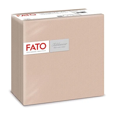 Immagine di FATO Tovaglioli in Carta a secco, Airlaid, Effetto Tessuto, Confezione da 50 tovaglioli, Formato 40x40 piegato 4, Decoro Shade Cappuccino