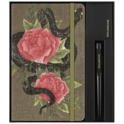 Immagine di Moleskine Cofanetto da Collezione Anno del Serpente, con Taccuino Large A Righe, Penna Sfera Kaweco Nera, Adesivi e Buste Portafortuna in Scatola Riutilizzabile, Serpente