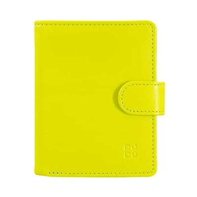 Immagine di DUDU Portafoglio Donna in Pelle Vera Piccolo Portacarte RFID con Cerniera Portamonete Banconote, Chiusura Esterna Lime