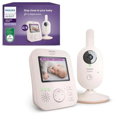 Immagine di Philips Avent Advanced Video Baby Monitor per rimanere sempre in contatto con il tuo bambino modo sicuro e riservato, telecamera audio, schermo da 2,8&quot;, zoom x2, SCD881/26