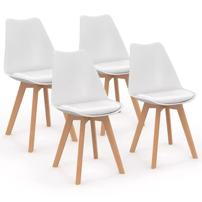 Immagine di IDMarket 4 sedie bianche modello Sara per sala da pranzo, design scandinavo