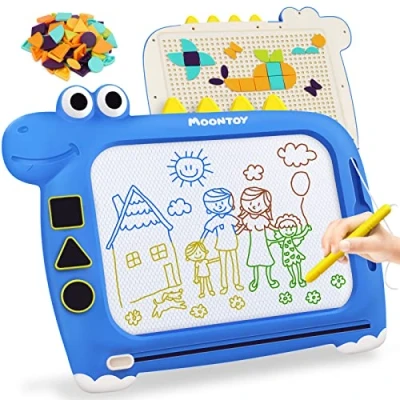 Immagine di MOONTOY Lavagna Magnetica per Bambini, 2 in 1 Tangram Puzzle Bambini 3 Anni, Lavagnetta Cancellabile Magica Giochi Regalo Bambino 4 5 Anni