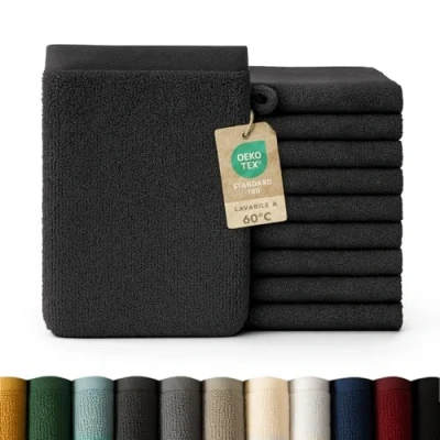 Immagine di Blumtal Asciugamani Bagno, Super Assorbenti, 100% Cotone Certificato Oeko Tex 100, 10 Guanti Spugna (15x21cm), Nero