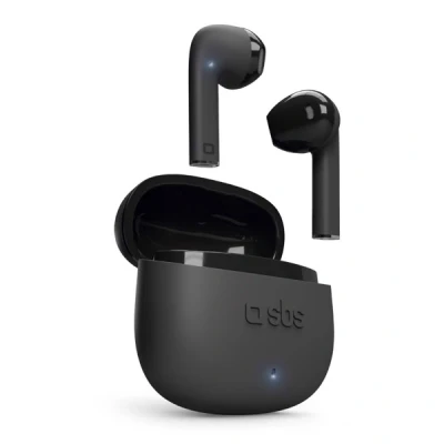 Immagine di SBS Auricolari TWS One Colour con Custodia di Ricarica, Controlli Touch e Microfono Integrato, Assistente vocale, Fino a 3 Ore ascolto, Cavo Ricarica USB C Incluso, Nero