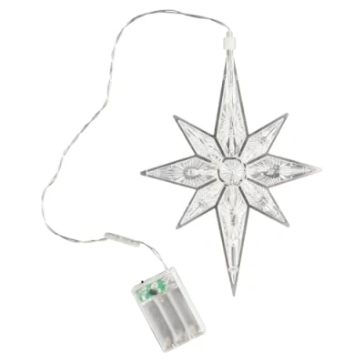 Immagine di Ideen mit Herz Stella LED Octa per interni 27,5 cm x 19,5 11 lampadine a bianco caldo trasparente con funzione timer (6 ore acceso 18 spento) decorazione finestre