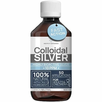 Immagine di Argento colloidale, 10 ppm, 500 ml, acqua d&#039;argento di alta qualità, più forte 25 per uomo, cane e gatto, carbonio neutro, 100% naturale con 2 ingredienti