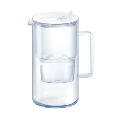 Immagine di AQUAPHOR Caraffa filtrante in vetro bianco 1 Filtro MAXFOR+ incluso I Brocca con coperchio a scatto facilmente riempibile Riduce calcare, cloro e microplastica dell&#039;acqua 2,5l