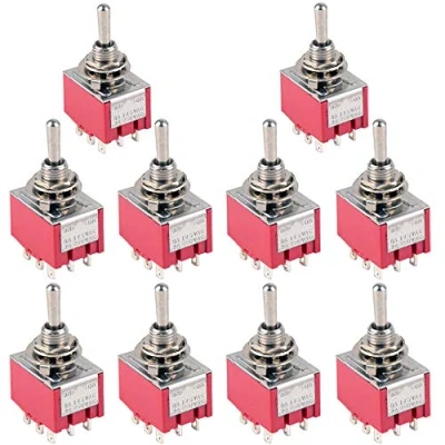 Immagine di ETOPARS 10 Pezzi Mini Interruttore a levetta ON 6A 125V / 3A 250V 9 Pin 2 Posizione 3PDT Miniatura Auto Cruscotto Terminale Saldare