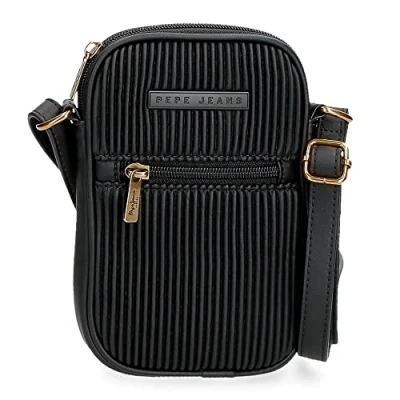 Immagine di Borsa a tracolla Pepe Jeans Aurora Portacellulare Nero 11x17,5x2,5 cm Pelle sintetica