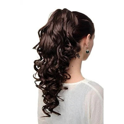 Immagine di WIG ME UP Toupet Coda di cavallo Castano medio Extension Clip a farfalla Delicati e Pregiati Ricci Molto lungo 50 cm SA09 6