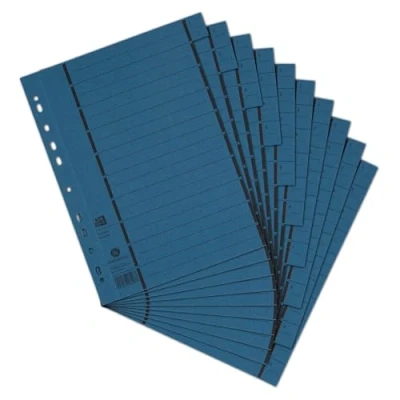Immagine di Elba 06456BL Fogli separatori con perforazione, numerati da 1 10, righe sovrastampate, cartone RC, 100 pezzi, blu