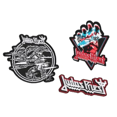 Immagine di Grupo Erik: Set Toppe Termoadesive Judas Priest 3 adesive per Tessuti, Patch Personalizzate dei Priest, Band musicali, Musica, Gadget