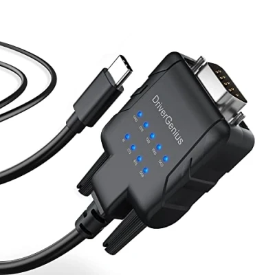 Immagine di DriverGenius Cavo Seriale RS232 a USB Tipo C con 9xLEDs Adattatore DB9 D sub9 per Apprendimento IT, Window &amp; MacOS