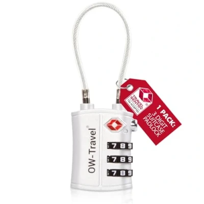 Immagine di OW Travel lucchetto combinazione cavo TSA. flessibile per Valigie e Bagagli da Viaggio. acciaio con armadietto, palestra. Argento 1 pezzo