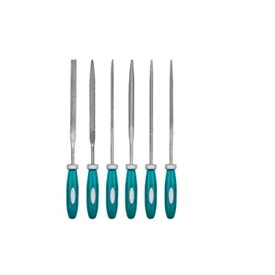 Immagine di Total Tools Set di 6 lime 140 mm Lima piatta, rotonda, media quadrata, triangolare e coltello ideale per la lavorazione del legno limatura legno, plastica o metallo