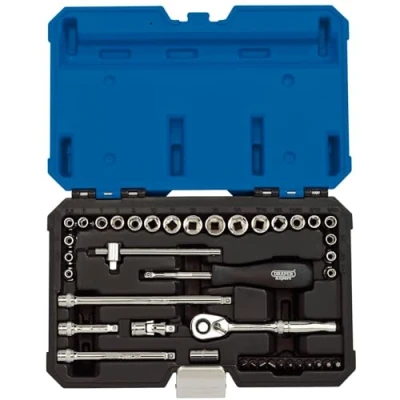 Immagine di Draper 16464 Set di 40 chiavi a bussola combinate da 1/4&quot;, colore: blu