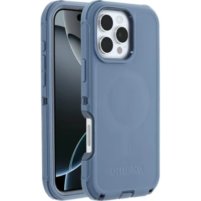 Immagine di OtterBox Cover Defender Series MagSafe per iPhone 16 Pro Max, custodia protettiva antiurto, a prova di caduta, protezione estrema, testata 7x norme MIL STD 810G, Blu